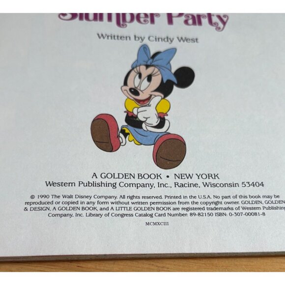Minnie's Slumber Party Little Golden Book By Cindy West 1990 Vintage Storybook - Picture 6 of 7